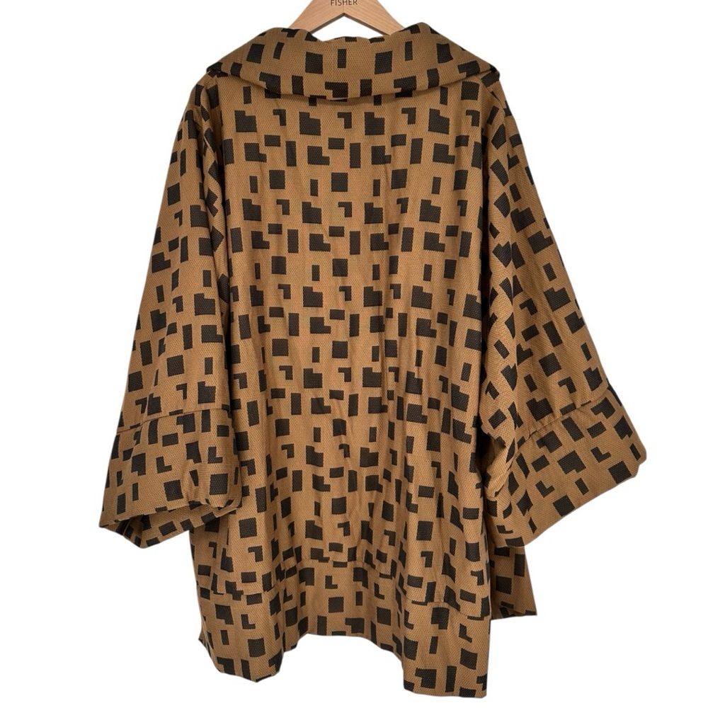 MarlaWynne Brown Black Geometric Print Open Jacket size 2X NWT Bracelet Sleeves - Picture 10 of 13